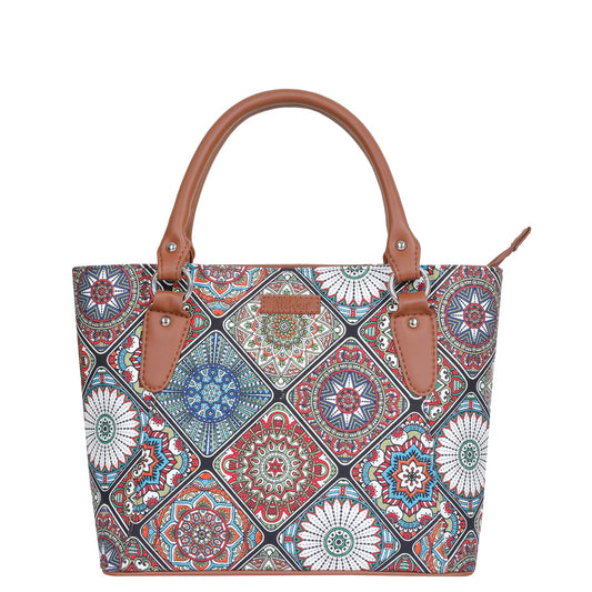 Women’s Multicolor Tote Bags with Vegan Leather Trim Handle – Wholesale