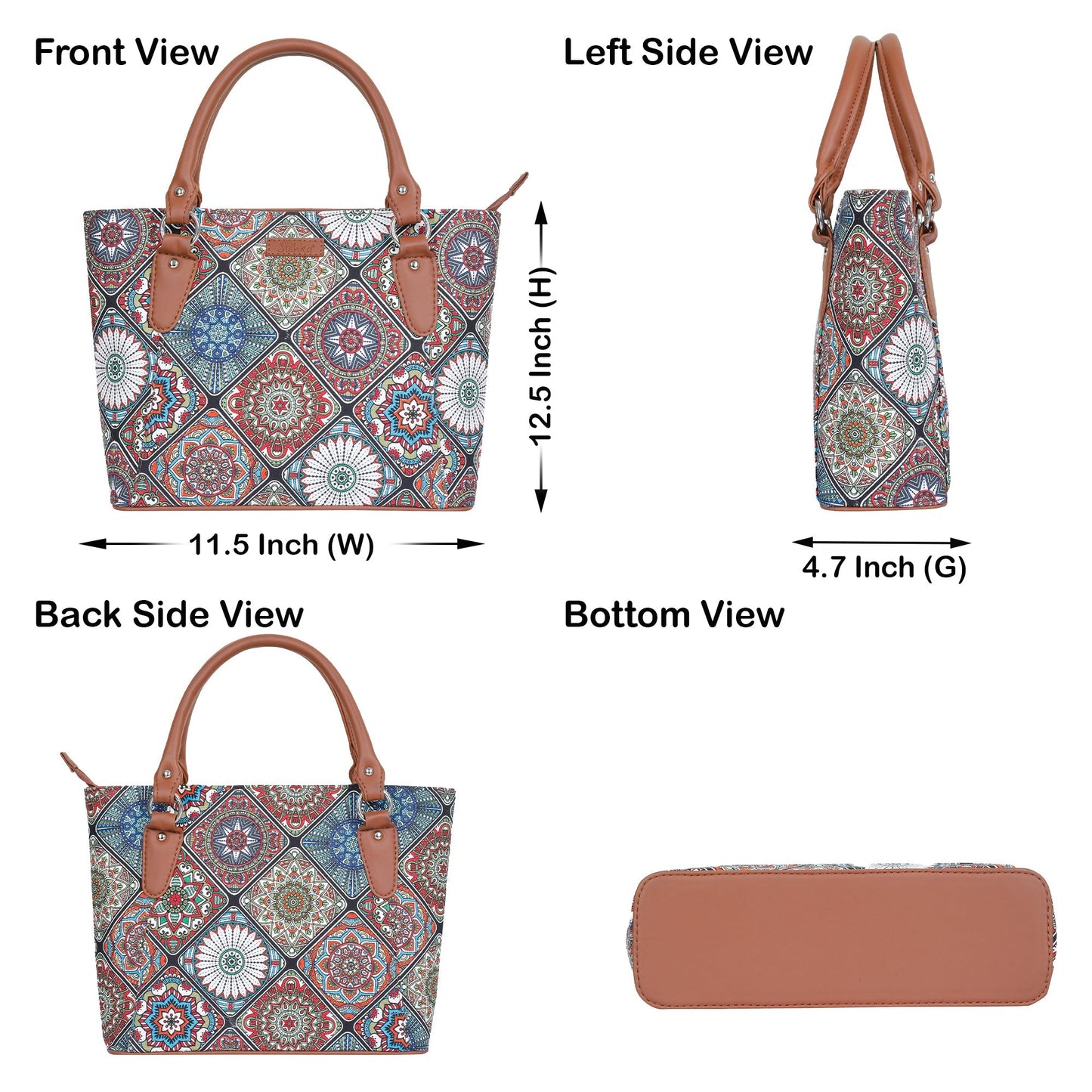 Women’s Multicolor Tote Bags with Vegan Leather Trim Handle – Wholesale
