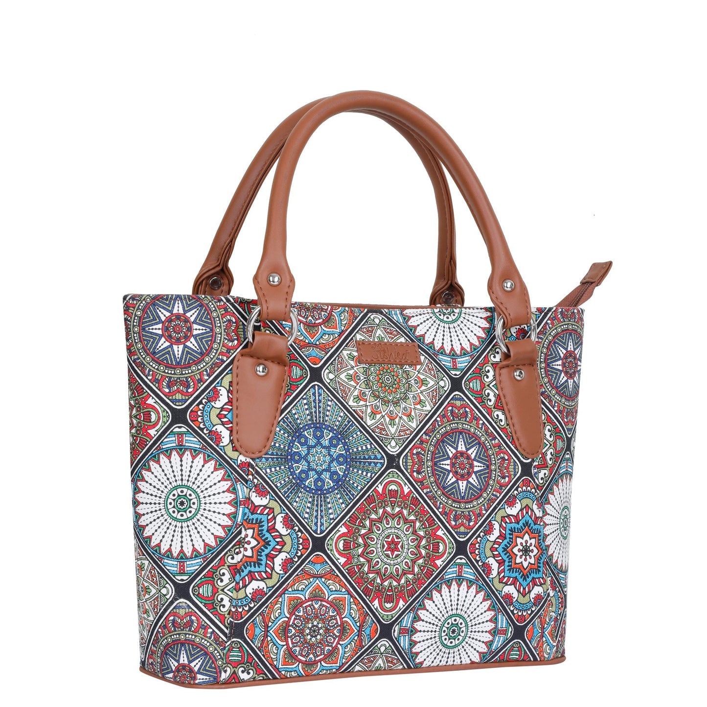 Women’s Multicolor Tote Bags with Vegan Leather Trim Handle – Wholesale