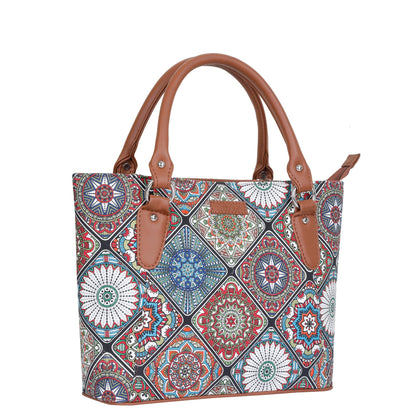 Women’s Multicolor Tote Bags with Vegan Leather Trim Handle – Wholesale