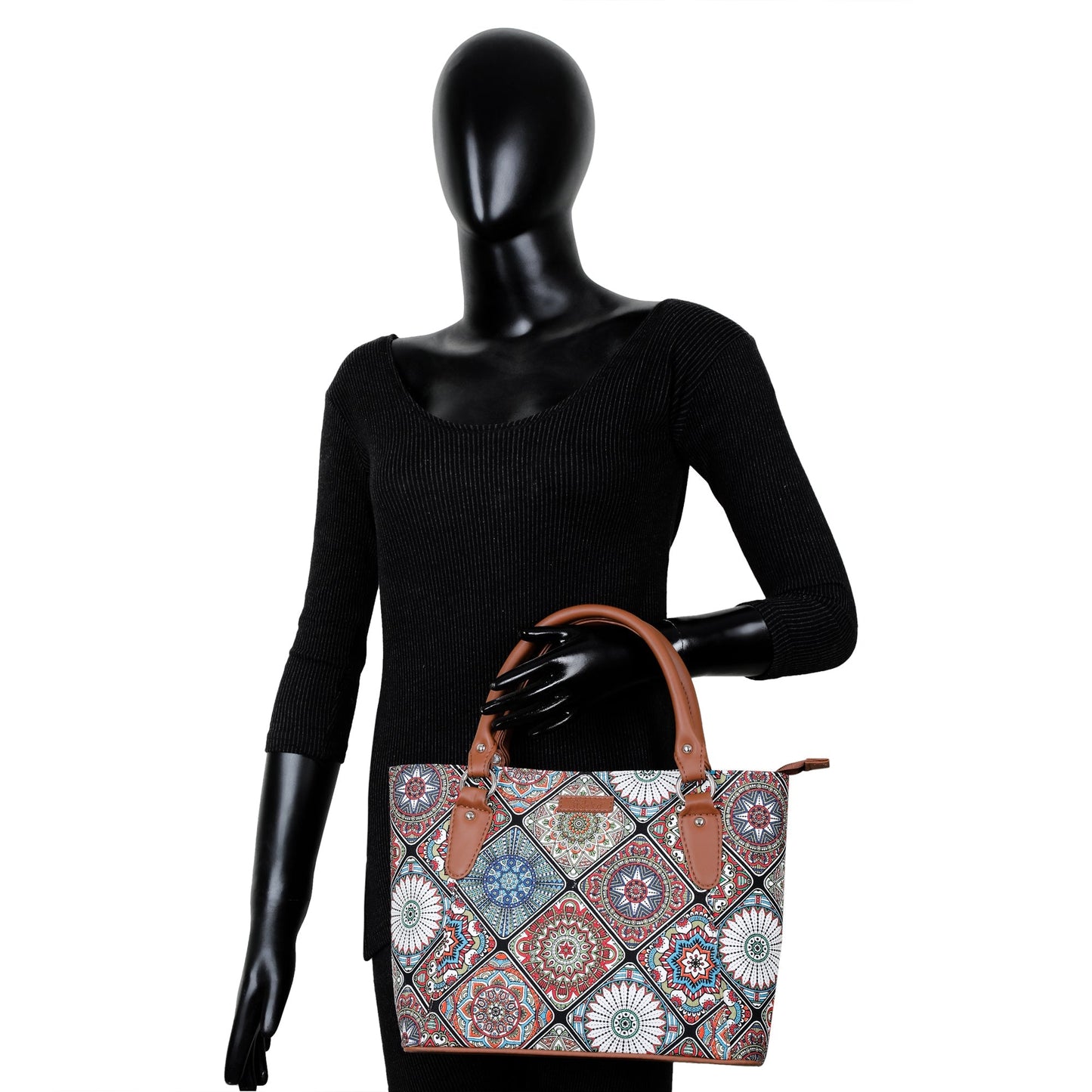 Women’s Multicolor Tote Bags with Vegan Leather Trim Handle – Wholesale