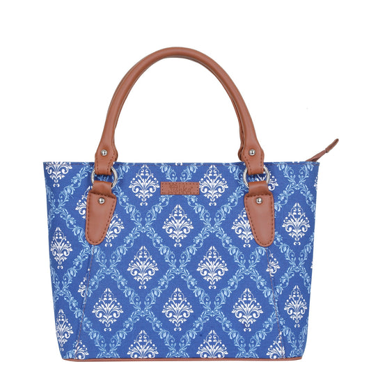 Women’s Blue Tote Bags with Vegan Leather Trim – Wholesale