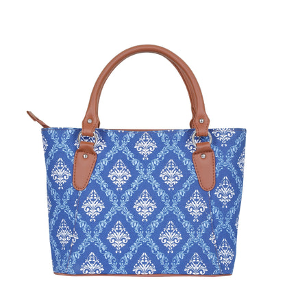 Women’s Blue Tote Bags with Vegan Leather Trim – Wholesale