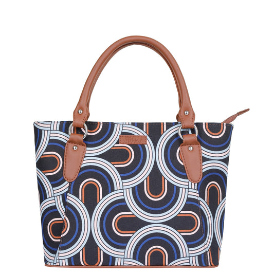 Women’s Abstract Tote Bags with Vegan Leather Trim Handle – Wholesale