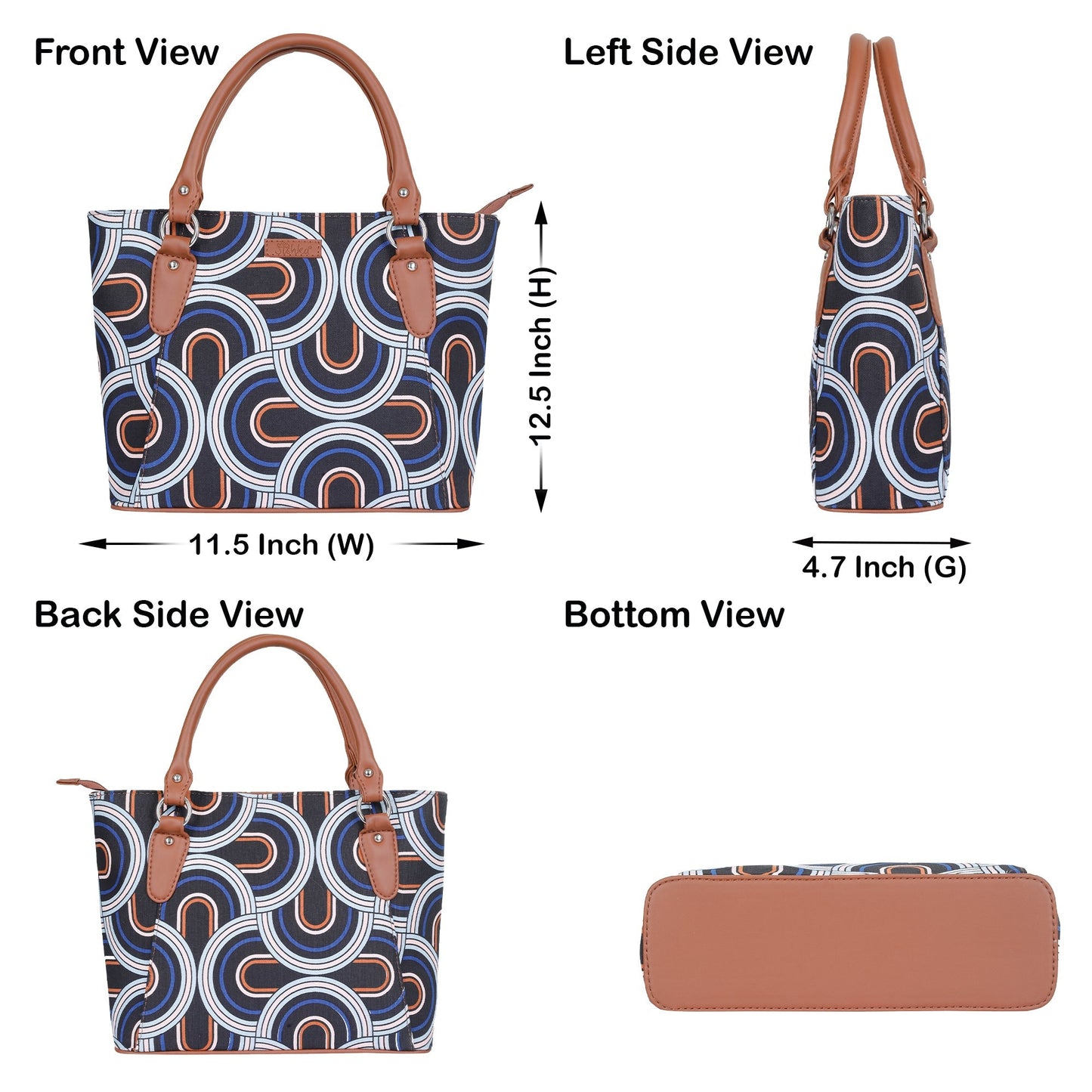 Women’s Abstract Tote Bags with Vegan Leather Trim Handle – Wholesale