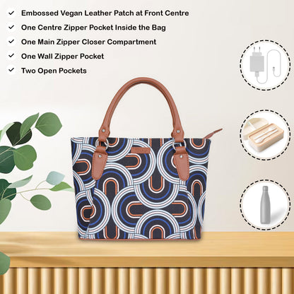 Women’s Abstract Tote Bags with Vegan Leather Trim Handle – Wholesale