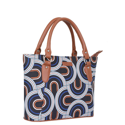 Women’s Abstract Tote Bags with Vegan Leather Trim Handle – Wholesale