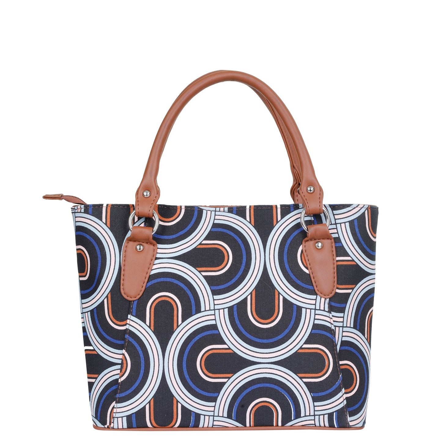 Women’s Abstract Tote Bags with Vegan Leather Trim Handle – Wholesale