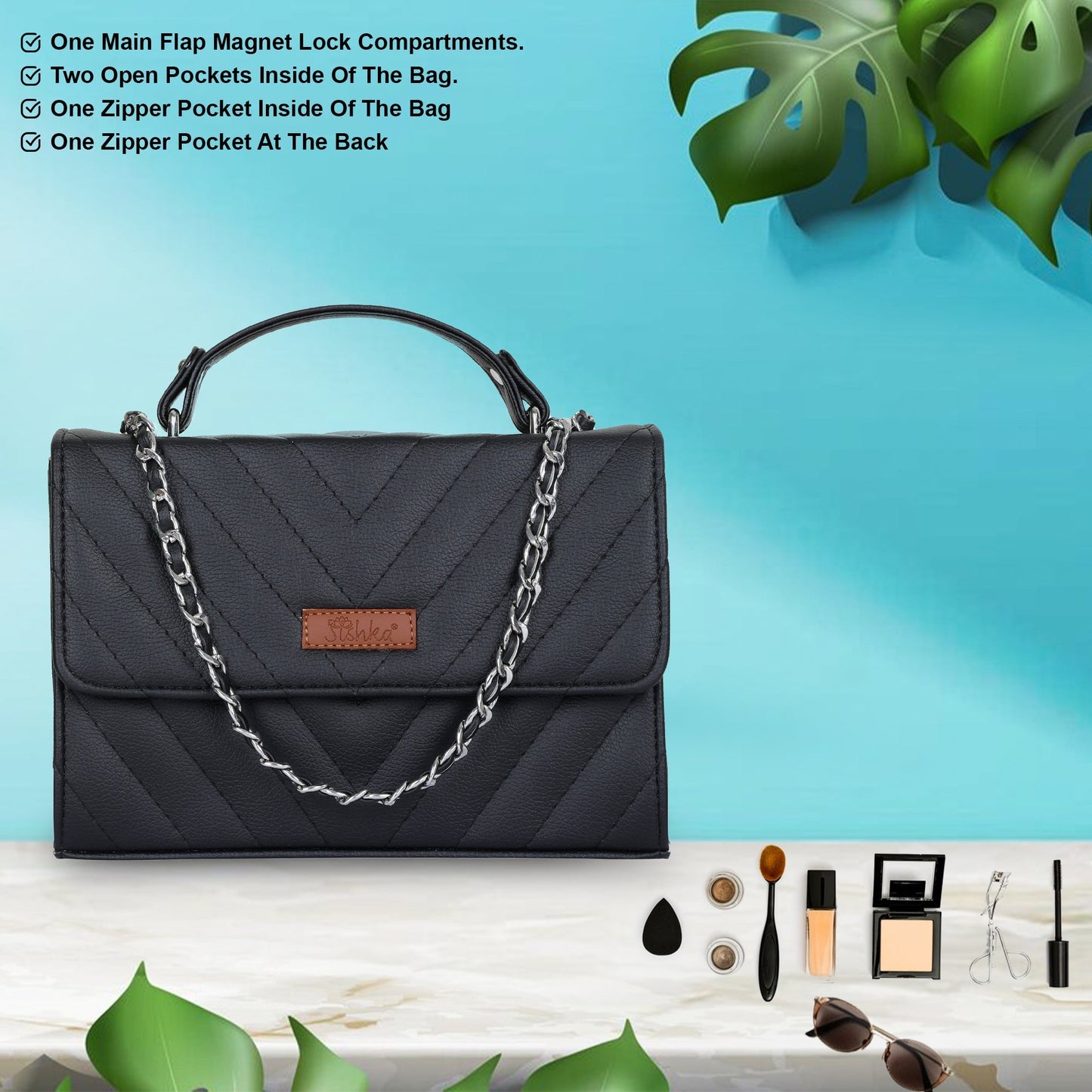 Wholesale Black Quilted Leather Sling Bag – Women’s Chain Strap Shoulder Purse
