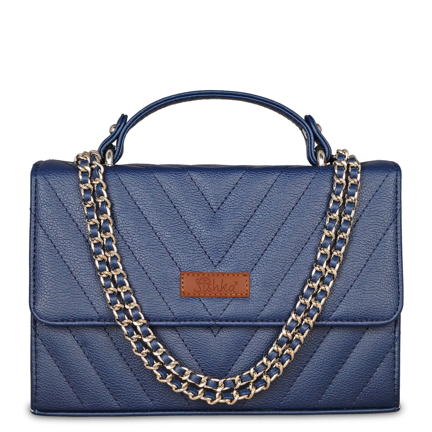 Blue Quilted Vegan Leather Wholesale Sling Bags – Women’s Chain Strap Shoulder Purse