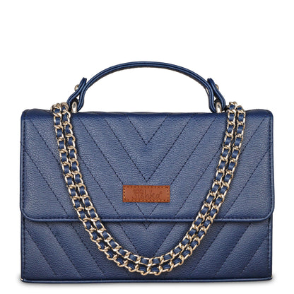 Blue Quilted Vegan Leather Wholesale Sling Bags – Women’s Chain Strap Shoulder Purse