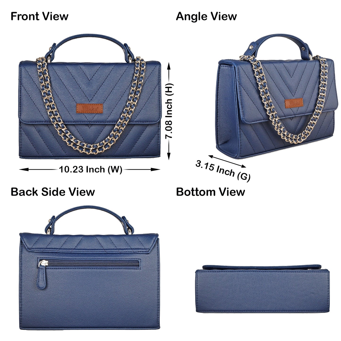Blue Quilted Vegan Leather Wholesale Sling Bags – Women’s Chain Strap Shoulder Purse
