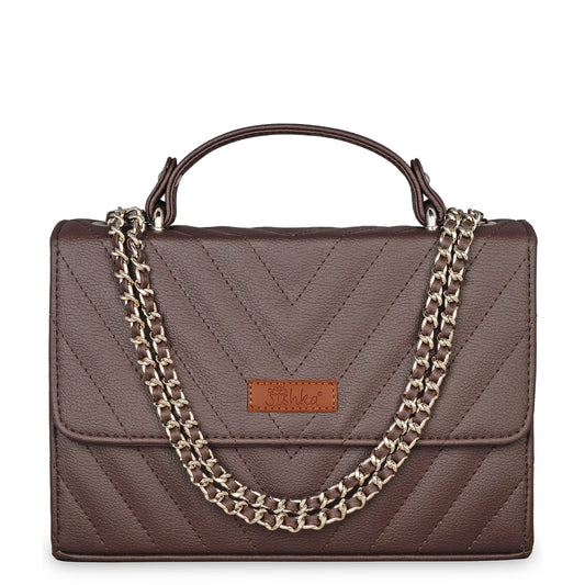 Brown Quilted Wholesale Shoulder Sling Bag – Elegant Women’s Handbag with Chain Strap