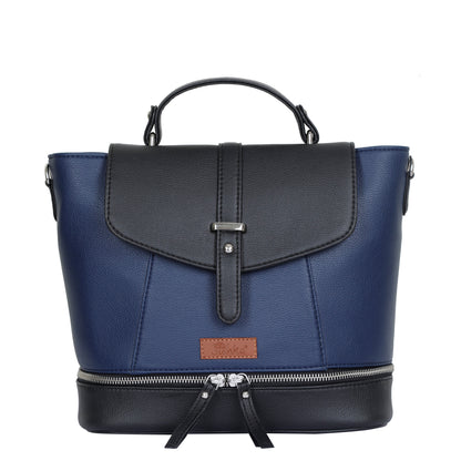 Blue Vegan Leather Women's Backpack – Wholesale Travel-Friendly Shoulder Purse & Handbag