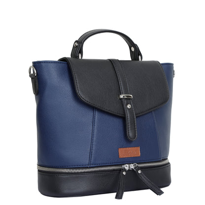 Blue Vegan Leather Women's Backpack – Wholesale Travel-Friendly Shoulder Purse & Handbag