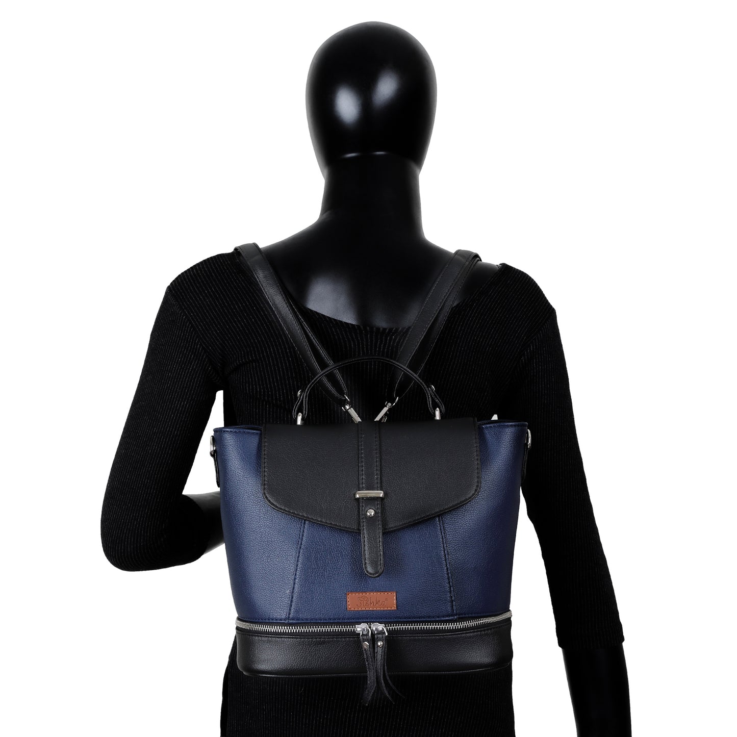 Blue Vegan Leather Women's Backpack – Wholesale Travel-Friendly Shoulder Purse & Handbag