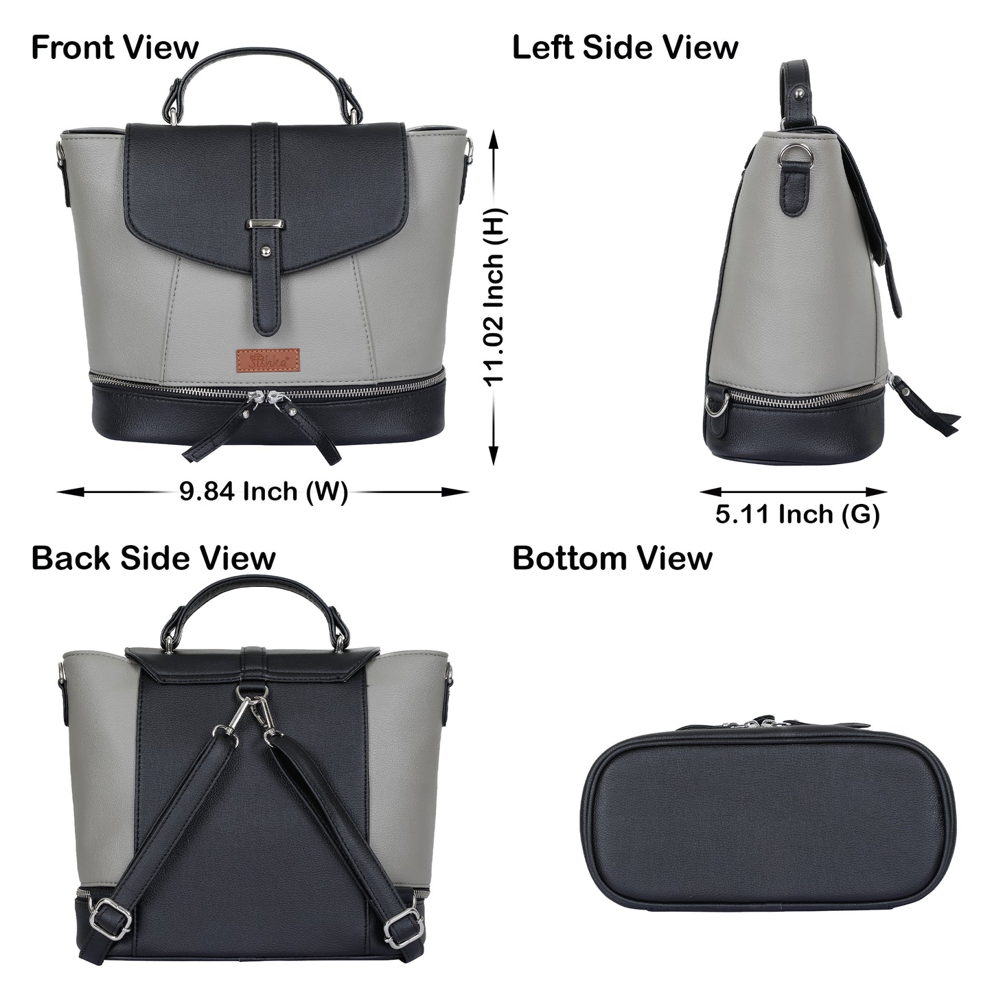 Grey Vegan Leather Backpack for Women – Wholesale Multi-Use Purse & Shoulder Bag for Work