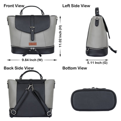 Grey Vegan Leather Backpack for Women – Wholesale Multi-Use Purse & Shoulder Bag for Work