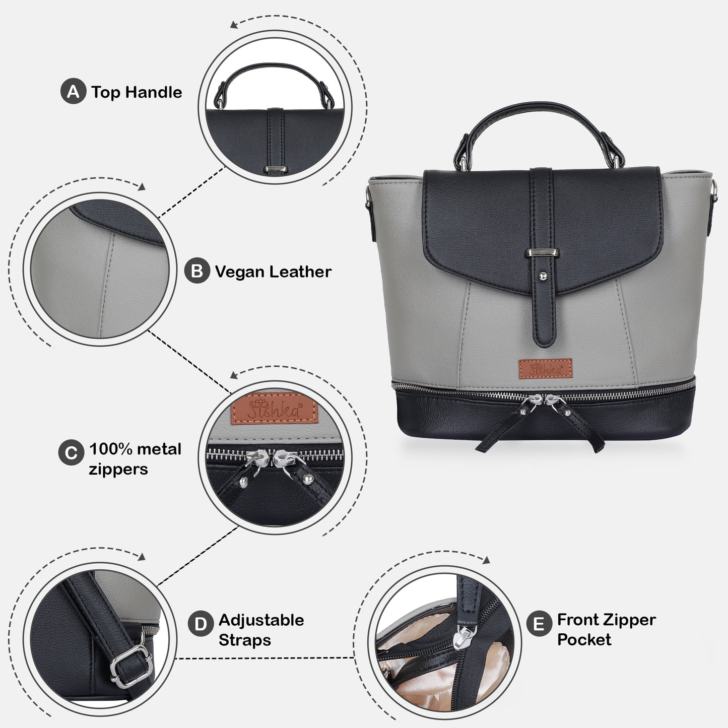 Grey Vegan Leather Backpack for Women – Wholesale Multi-Use Purse & Shoulder Bag for Work