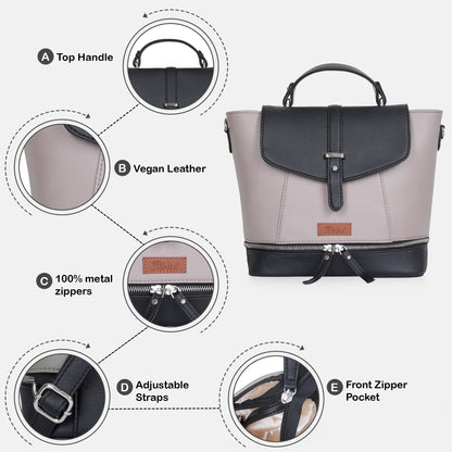 Mauve Women’s Fashion Backpack – Wholesale Vegan Leather Shoulder Purse for Office