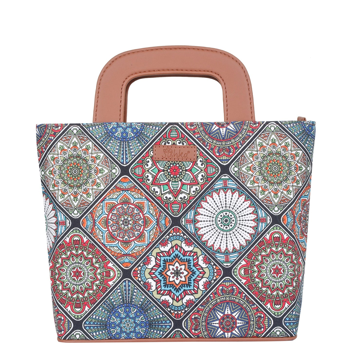 Women’s Multicolor Top Handle Tote Bags with Vegan Leather Trim – Wholesale