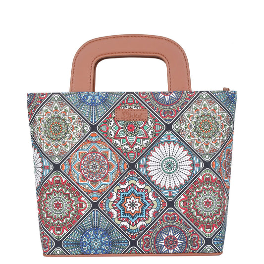 Women’s Multicolor Top Handle Tote Bags with Vegan Leather Trim – Wholesale