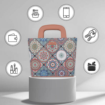 Women’s Multicolor Top Handle Tote Bags with Vegan Leather Trim – Wholesale