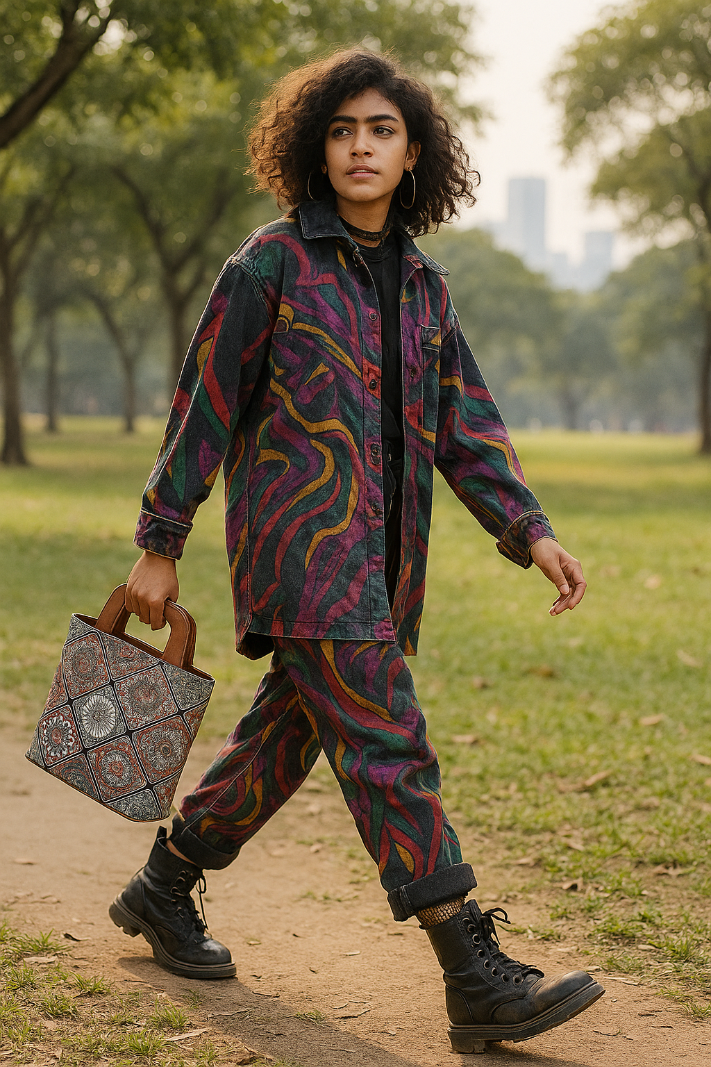 Women’s Multicolor Top Handle Tote Bags with Vegan Leather Trim – Wholesale