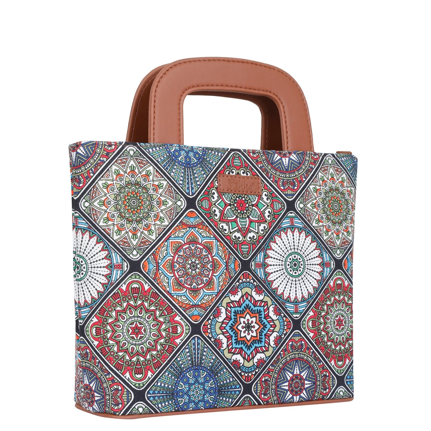 Women’s Multicolor Top Handle Tote Bags with Vegan Leather Trim – Wholesale