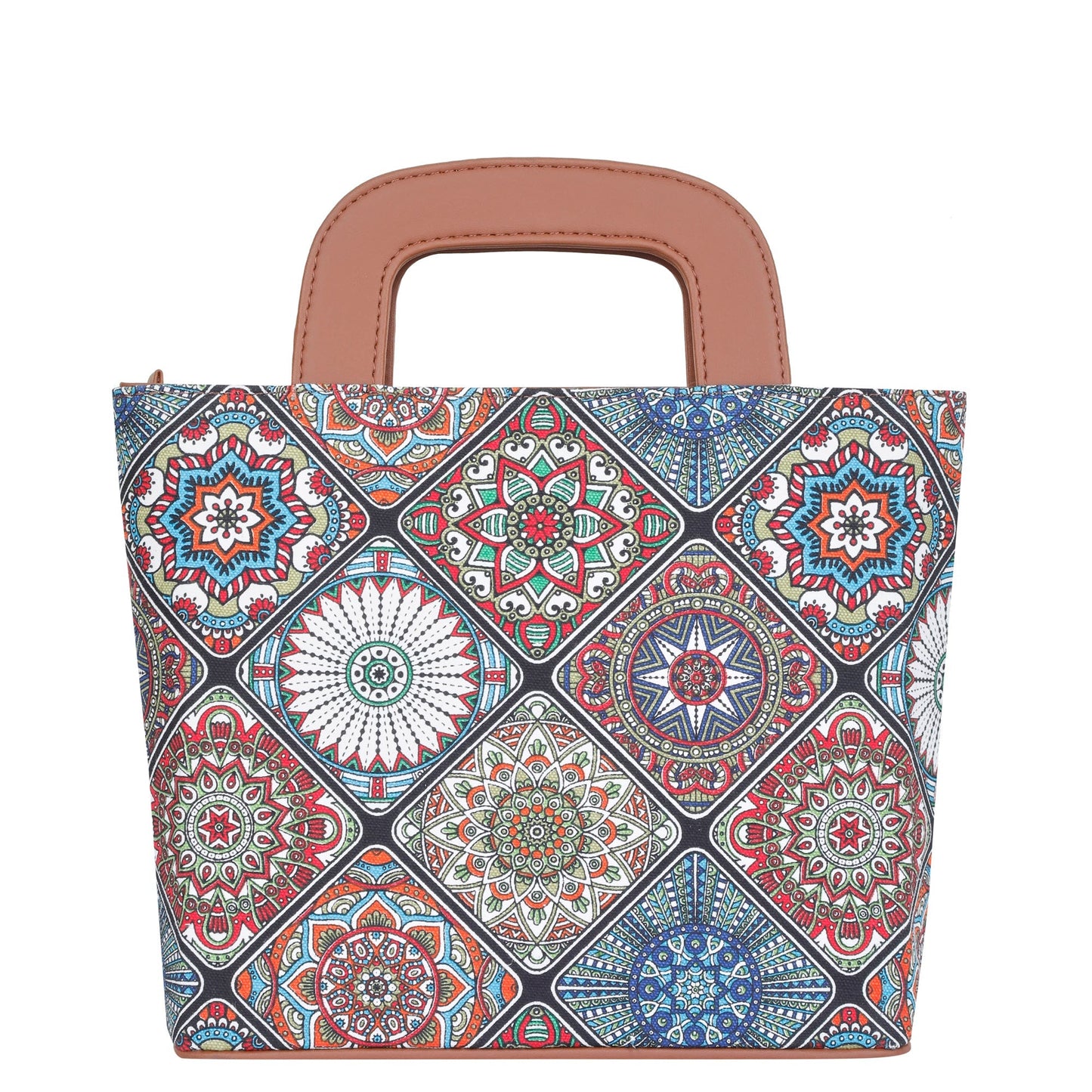 Women’s Multicolor Top Handle Tote Bags with Vegan Leather Trim – Wholesale