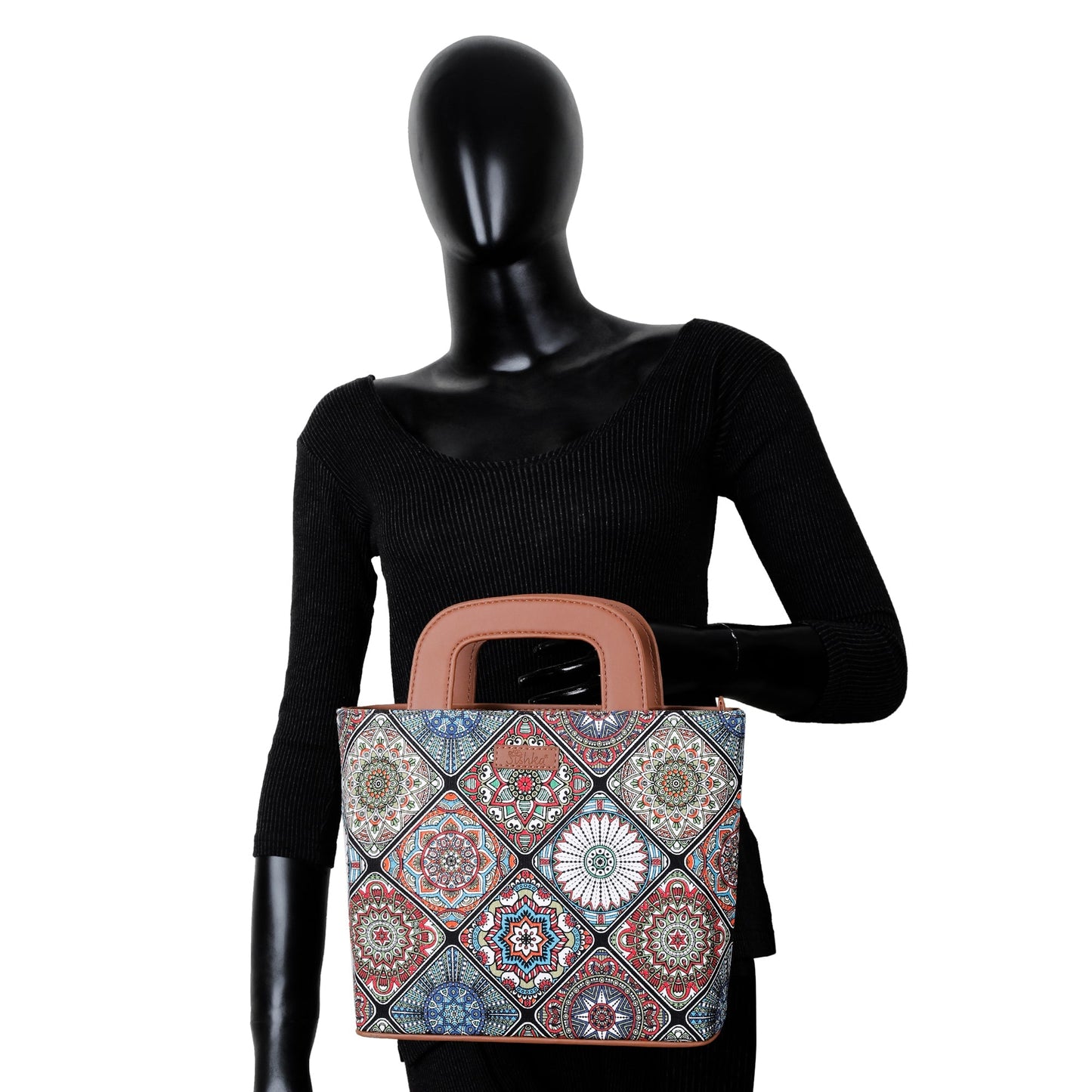 Women’s Multicolor Top Handle Tote Bags with Vegan Leather Trim – Wholesale