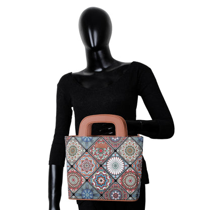 Women’s Multicolor Top Handle Tote Bags with Vegan Leather Trim – Wholesale
