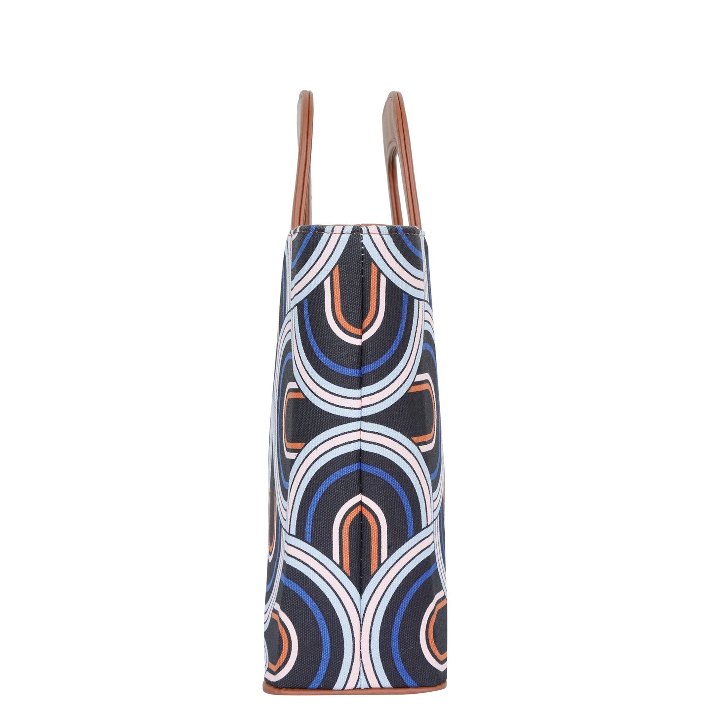 Women’s Abstract Top Handle Tote Bags with Vegan Leather Trim – Wholesale