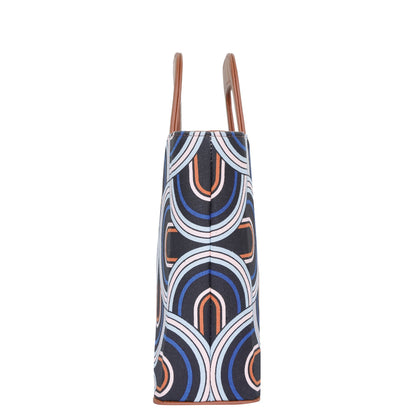 Women’s Abstract Top Handle Tote Bags with Vegan Leather Trim – Wholesale