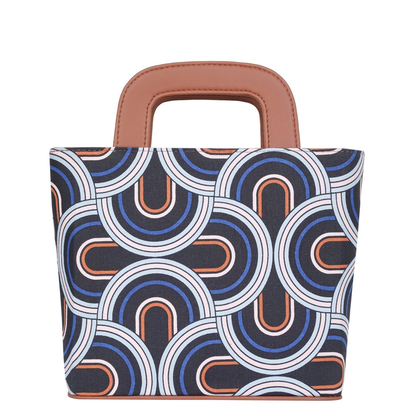 Women’s Abstract Top Handle Tote Bags with Vegan Leather Trim – Wholesale