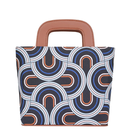 Women’s Abstract Top Handle Tote Bags with Vegan Leather Trim – Wholesale