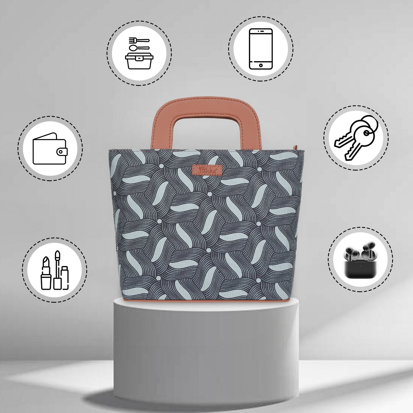 Women’s Olive Green Top Handle Tote Bags with Vegan Leather Trim – Wholesale