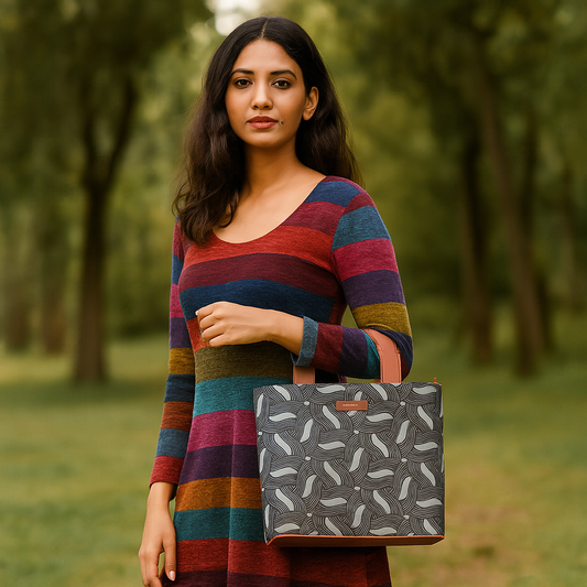 Women’s Olive Green Top Handle Tote Bags with Vegan Leather Trim – Wholesale