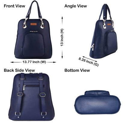 Wholesale Blue Women’s Backpack Purse – Vegan Leather Shoulder Bag for Daily Use
