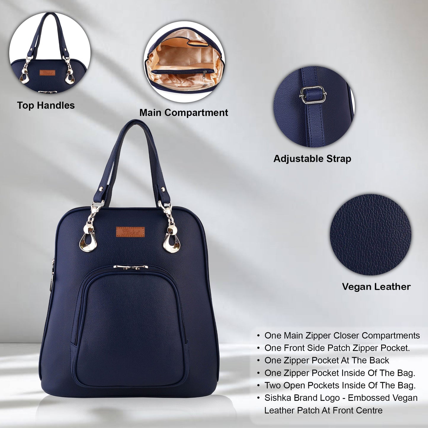 Wholesale Blue Women’s Backpack Purse – Vegan Leather Shoulder Bag for Daily Use