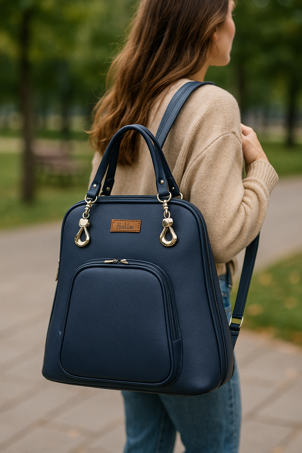 Wholesale Blue Women’s Backpack Purse – Vegan Leather Shoulder Bag for Daily Use