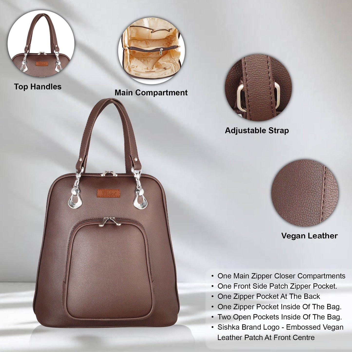 Brown Vegan Leather Wholesale Backpack for Women – Elegant Shoulder Bag for Office