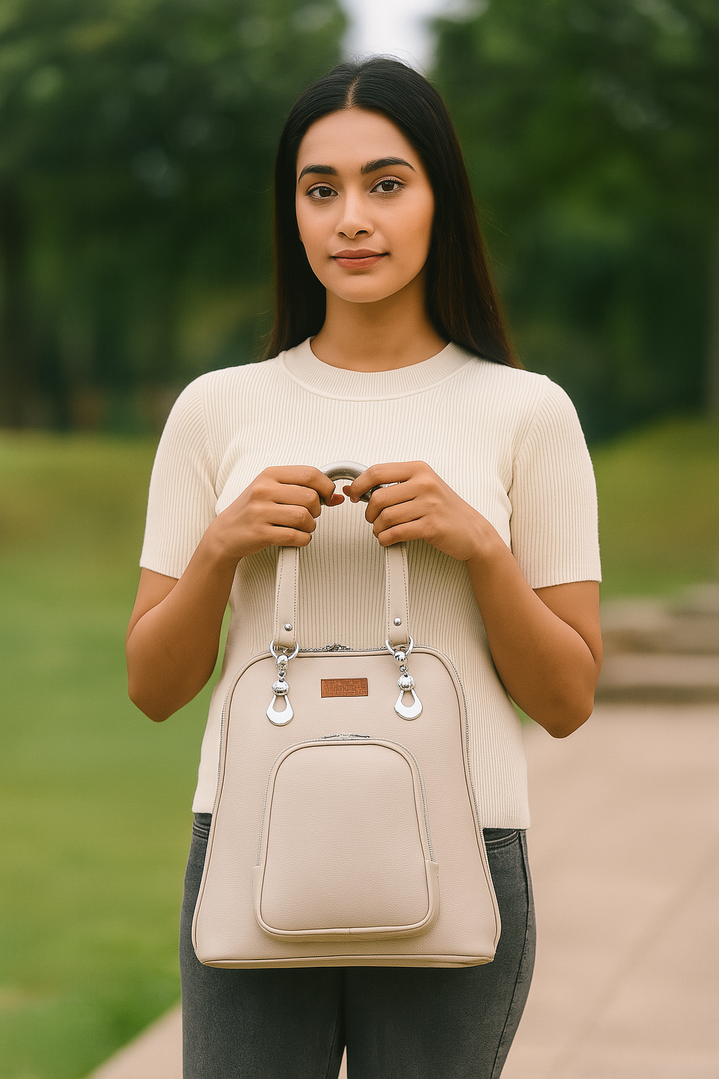 Grey Women’s Fashion Backpack – Wholesale Vegan Leather Bag for Daily Use