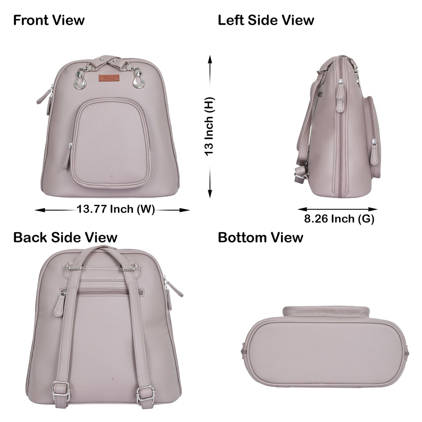 Mauve Vegan Leather Backpack for Women – Wholesale Shoulder Bag for Work