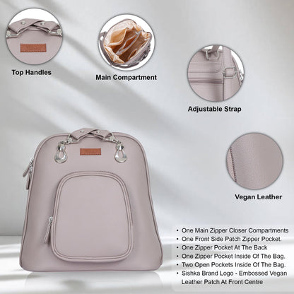 Mauve Vegan Leather Backpack for Women – Wholesale Shoulder Bag for Work