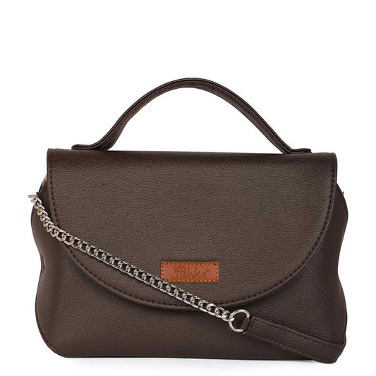 Women’s Brown Vegan Leather Crossbody Sling Bag in Wholesale – Shoulder Handbag