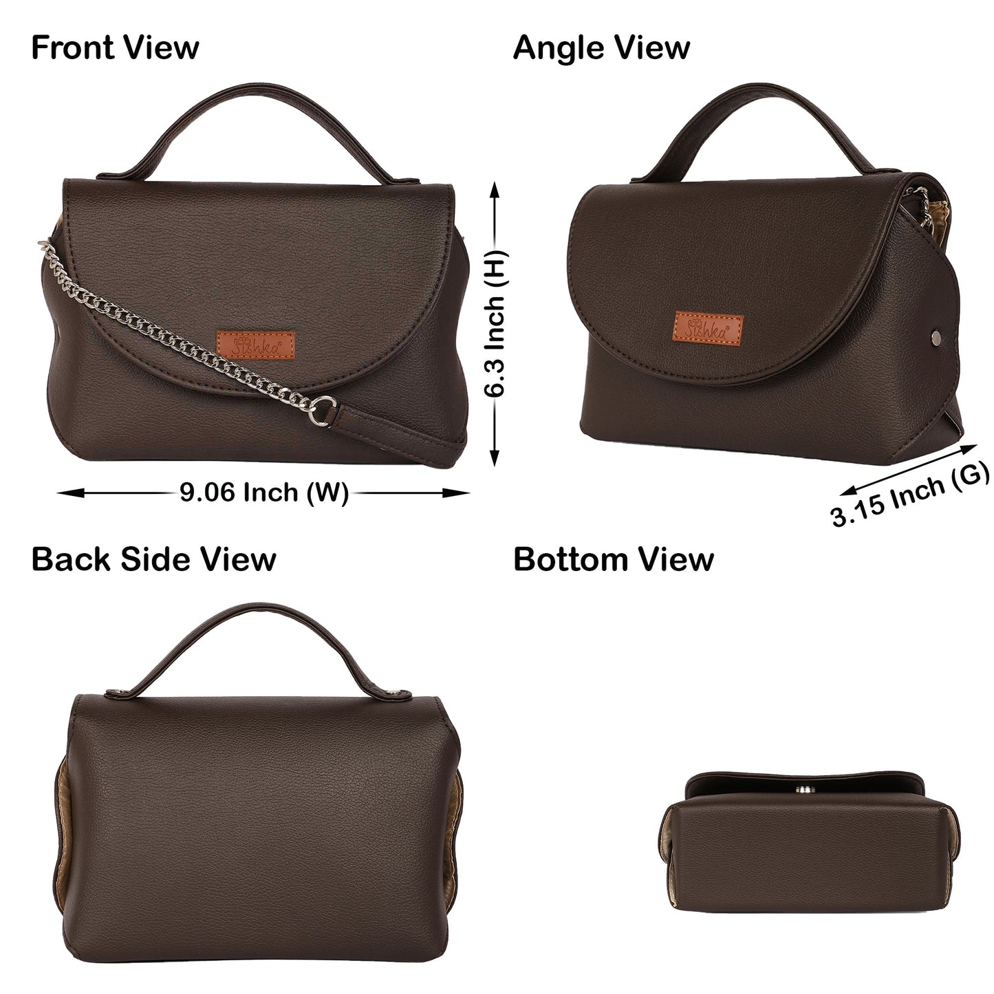 Women’s Brown Vegan Leather Crossbody Sling Bag in Wholesale – Shoulder Handbag
