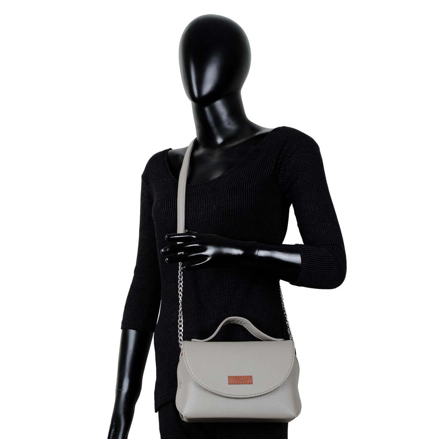 Grey Vegan Leather Crossbody Sling Bag – Women’s Wholesale Shoulder Handbag