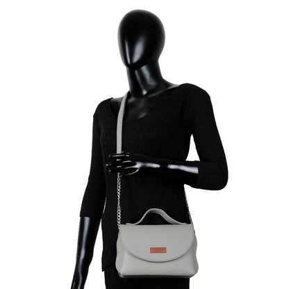 Grey Vegan Leather Crossbody Sling Bag – Women’s Wholesale Shoulder Handbag