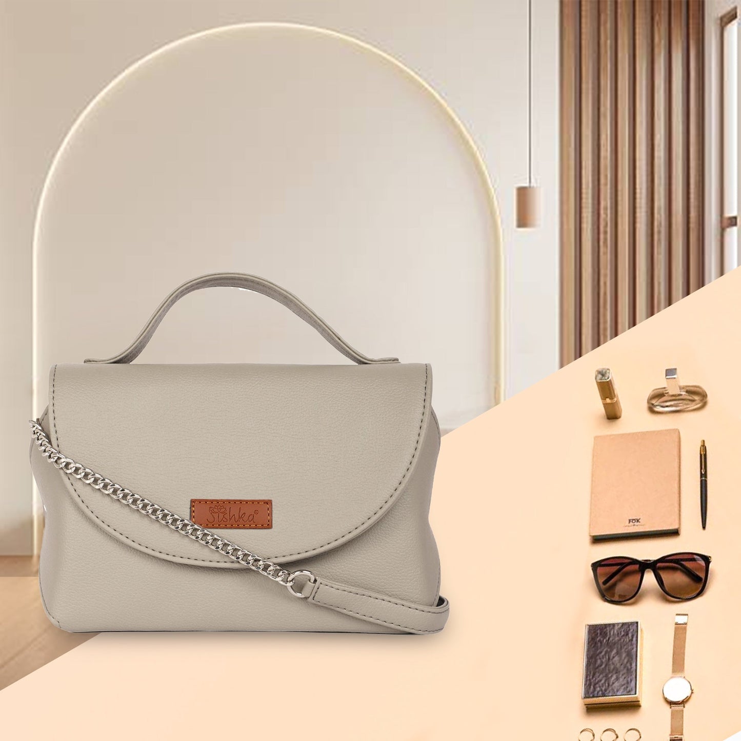 Grey Vegan Leather Crossbody Sling Bag – Women’s Wholesale Shoulder Handbag